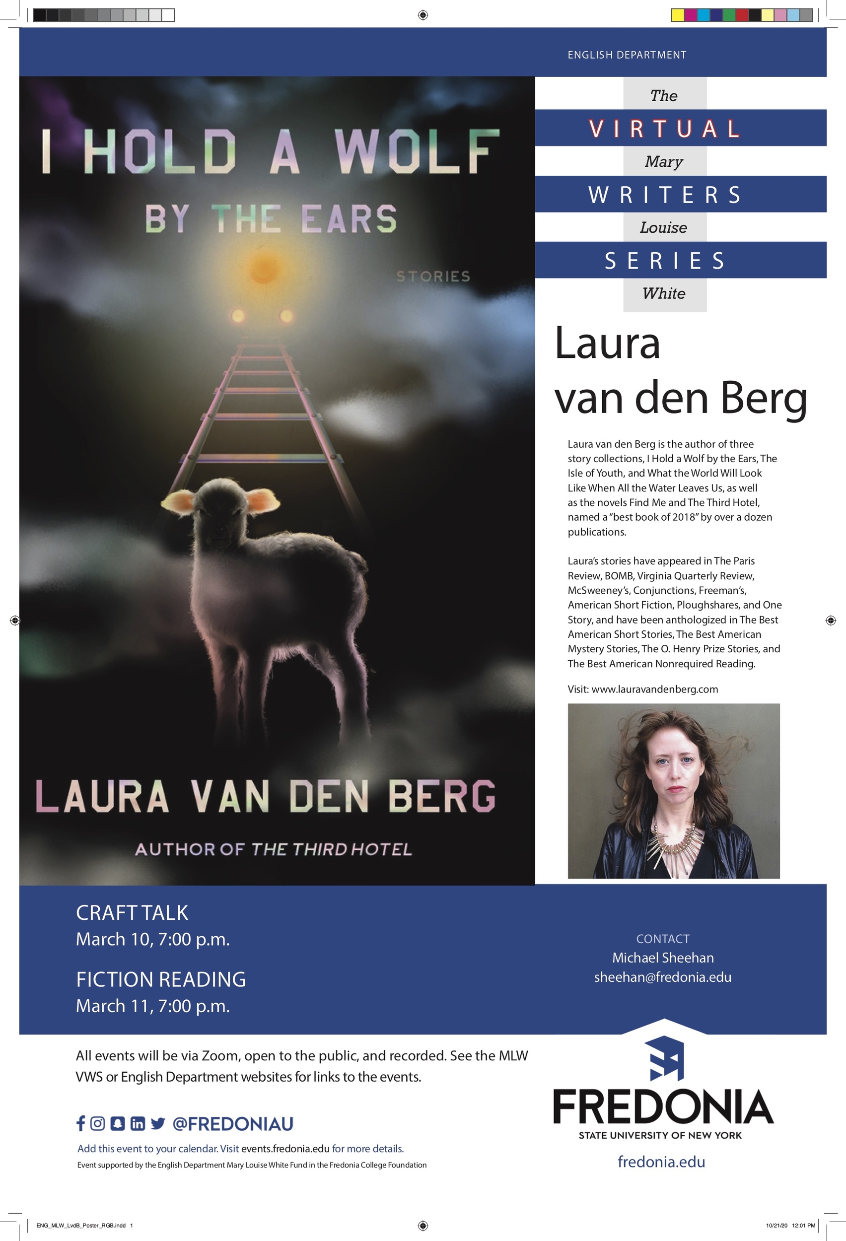 2020年3月玛丽露易丝白色访问作家系列:劳拉van den Berg
