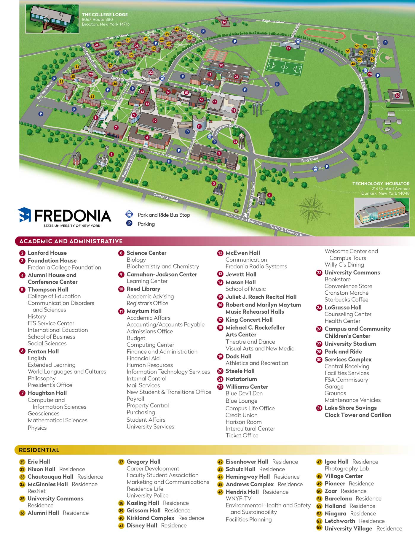 纽约州立大学弗雷多尼亚分校校园地图